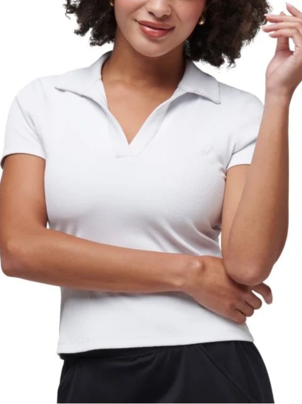 CALIA Women's Ribbed Johnny Collar Golf Polo